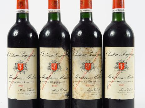 4 BOUTEILLES CHÂTEAU POUJEAUX MOULIS - 1988 - BG/EA