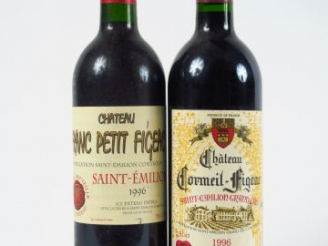 Vente aux enchères 2 BOUTEILLES ST EMILION 1996 : 1 CHÂTEAU FRANC PETIT FIGEAC - 1 CORMEI