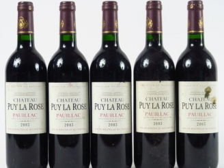 Vente aux enchères 5 BOUTEILLES CHÂTEAU PUY LA ROSE PAUILLAC - 2003