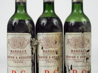 Vente aux enchères 3 VIEILLES BOUTEILLES MARGAUX BARTON   GUESTIER - NM/EA/2 MEP/1 BEP/1 