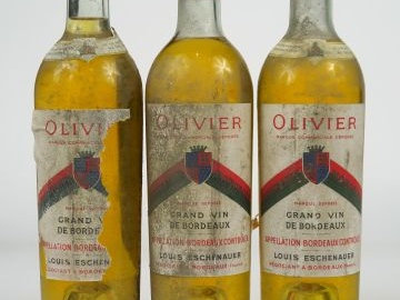 3 BOUTEILLES OLIVIER BORDEAUX ESCHENAUER - 1948 - 1 BG+/1 LB/1 HEP/BS/