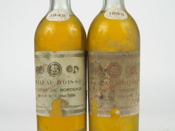 2 BOUTEILLES CHÂTEAU BOISSON 1eres CÔTES DE BORDEAUX - 1949 - HEP/EA/B