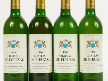 4 BOUTEILLES CHÂTEAU DE FIEUZAL BLANC CC GRAVES - 1986 - 1 LB/3 HEP 
