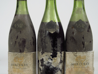 Vente aux enchères 3 BOUTEILLES ROSSIGNEUX : 2 MERCUREY VSR 1 à 4 CM/1 à 6,5 CM/ETA/BS - 