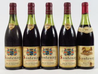 Vente aux enchères 5 BOUTEILLES SANTENAY : 4 R. DE FOULANGES 1980 2 à 4 CM/2 à 5 CM - 1 P