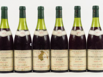 Vente aux enchères 6 BOUTEILLES GEVREY CHAMBERTIN 1er CRU DOMAINE CLAIR DAÜ - 1973 - 1 à 