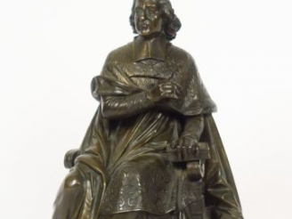 Vente aux enchères Ecole française XIXème "Portrait de Bossuet" Sculpture en bronze à pat