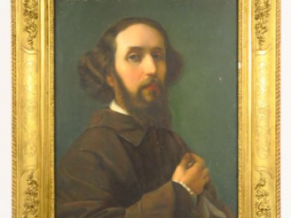 Vente aux enchères Ecole française fin XIXème - début XXème"Portrait de peintre" Huile su