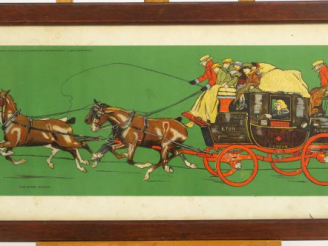 Vente aux enchères Deux différentes gravures anglaises "The Etan Coach" et "Water" 27 x 5