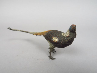 Vente aux enchères Sujet en bronze polychrome de Vienne 'le faisan' Dim. 5,5 x 14 cm
