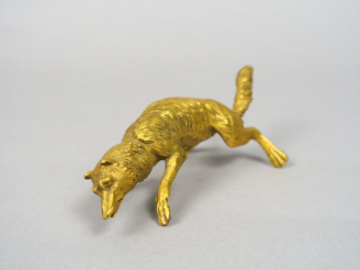 Vente aux enchères Sujet en bronze doré 'Renard' Dim. 5 x 15 cm