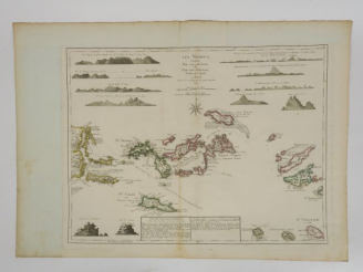 Vente aux enchères LE ROUGE Carte - Les iles vierges levées par les anglais et les dannoi
