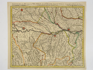 Vente aux enchères Lot de 3 cartes :  OTTENS - Carte Le cours du Po dans le milanais - Ca