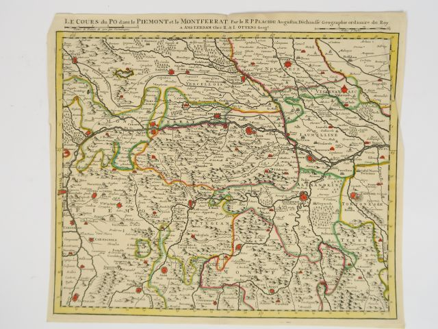 Lot de 3 cartes :  OTTENS - Carte Le cours du Po dans le milanais - Ca