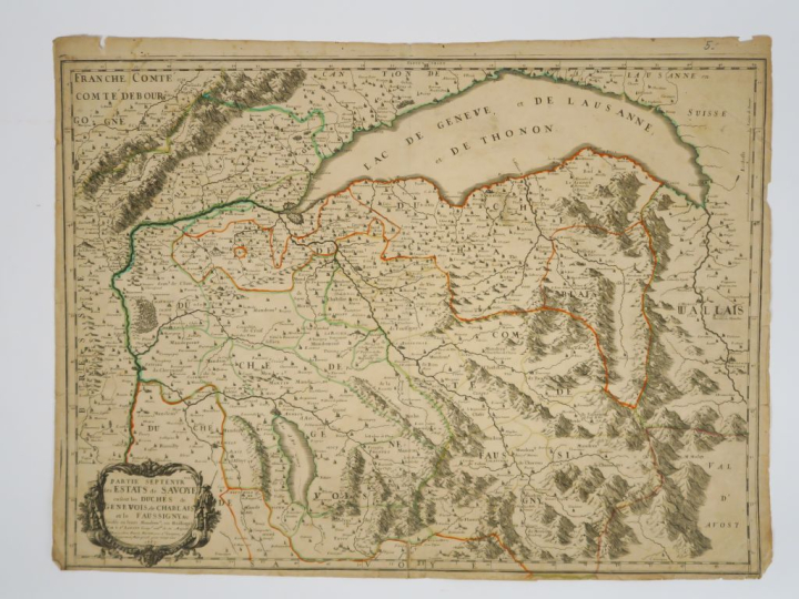 Lot de 2 cartes :  SANSON. - Partie septemtrionale des Estats de Savoy