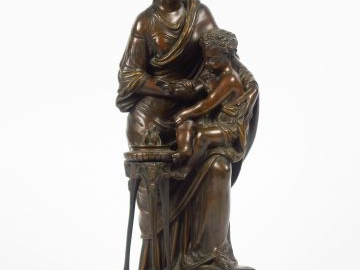 SAUVAGEAU. "Jeune mère à l'antique et son enfant près d'une athénienne