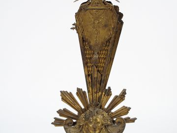 Grand pare-feu Napoléon III en bronze doré en forme d’éventail, à déco