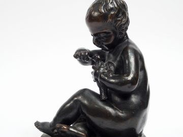 Ecole française début XIXème. Sculpture en bronze à patine brune "L'am