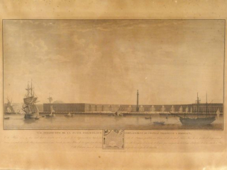 Vente aux enchères Gravure XIXème en noir "Vue de la ville de Bordeaux"
