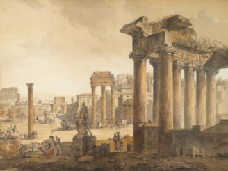 Vente aux enchères Jean-François THOMAS de THOMON (c. 1754-1813) "Vue du Forum à Rome, an