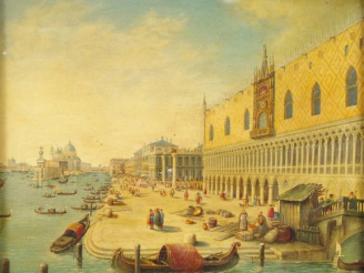 Vente aux enchères Ecole italienne XIXème "Venise, le Palais des doges et l'entrée du Gra