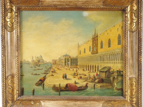 Ecole italienne XIXème "Venise, le Palais des doges et l'entrée du Gra