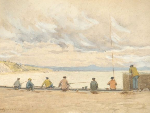 Ecole française XXème "Biarritz". Aquarelle, signée, située et datée 1