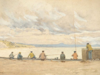Vente aux enchères Ecole française XXème "Biarritz". Aquarelle, signée, située et datée 1