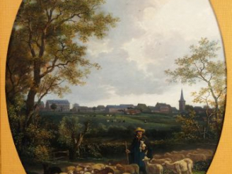 Vente aux enchères J. LÉONARD "Paysage au moulin avec animaux" et "Berger et son troupeau