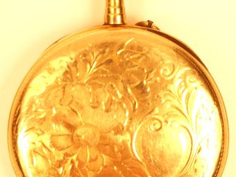 Montre de gousset en or jaune, cadran émail, chiffres romains, trotteu