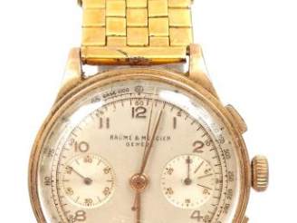 Vente aux enchères BAUME ET MERCIER. Montre d'homme, boitier rond en or jaune, bracelet s