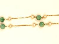 Vente aux enchères Collier en or jaune, perles de culture et perles en jade. 53 cm  Poids