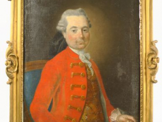 Vente aux enchères Ecole française XVIIIème "Portrait de jeune homme en habit rouge" Huil