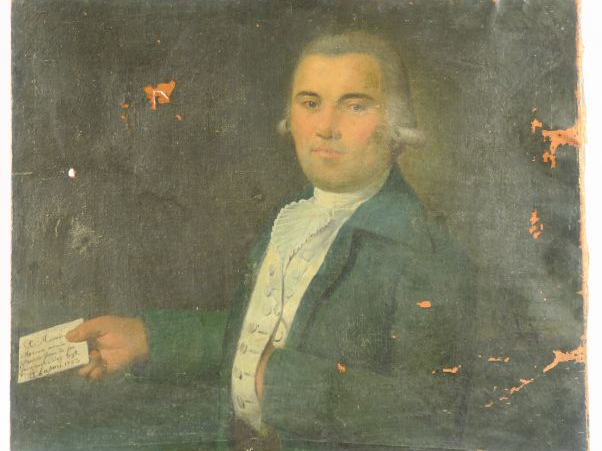 Ecole française XVIIIème "Portrait d'homme à la lettre" Huile sur toil