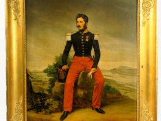Vente aux enchères Ecole française XIXème "Portrait d'officier" Huile sur toile 81 x 65 c