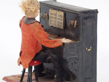 Petit automate mécanique Fernand Martin 'le pianiste', état d'usage, m