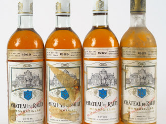 Vente aux enchères 4 BOUTEILLES CHÂTEAU DU RAULY MONBAZILLAC - 1969 - BG