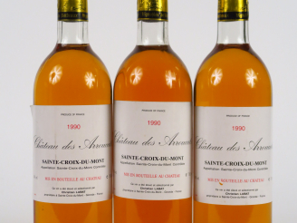 Vente aux enchères 3 BOUTEILLES CHÂTEAU DES ARROUCATS STE CROIX DU MONT - 1990 - BG