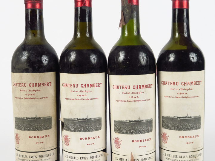 4 BOUTEILLES CHÂTEAU CHAMBERT ST ESTEPHE - 1944 - 1 HEP/2 MEP/1 BEP