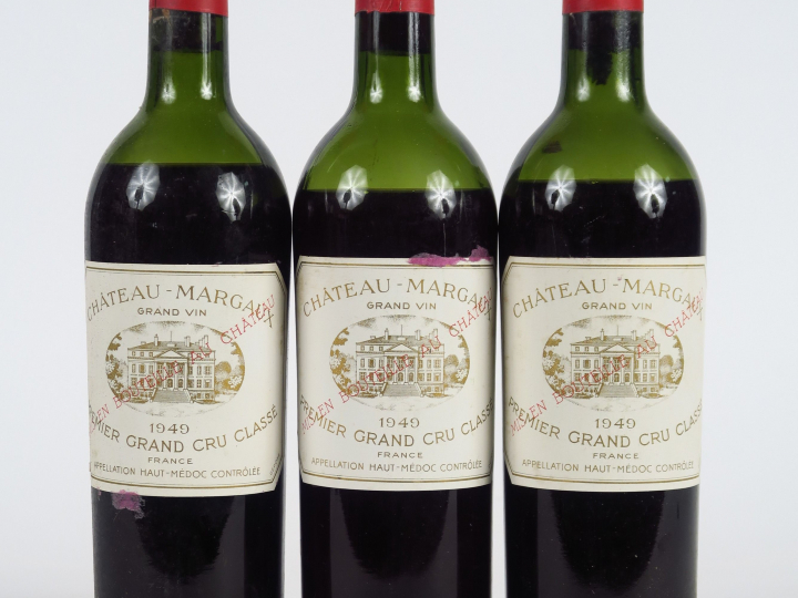 3 BOUTEILLES CHÂTEAU MARGAUX 1er GCC MARGAUX - 1949 - 2 BEP/1 MEP-BEP/