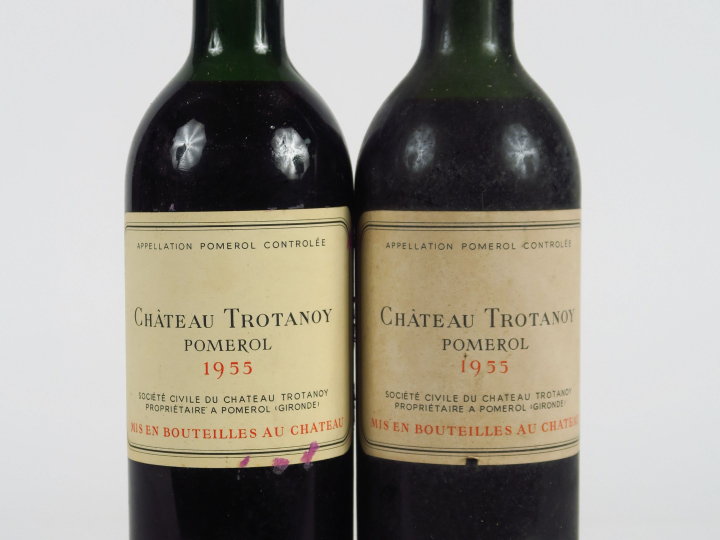 2 BOUTEILLES CHÂTEAU TROTANOY POMEROL - 1955 - 1 HEP/1 MEP/1 CAPS TLA