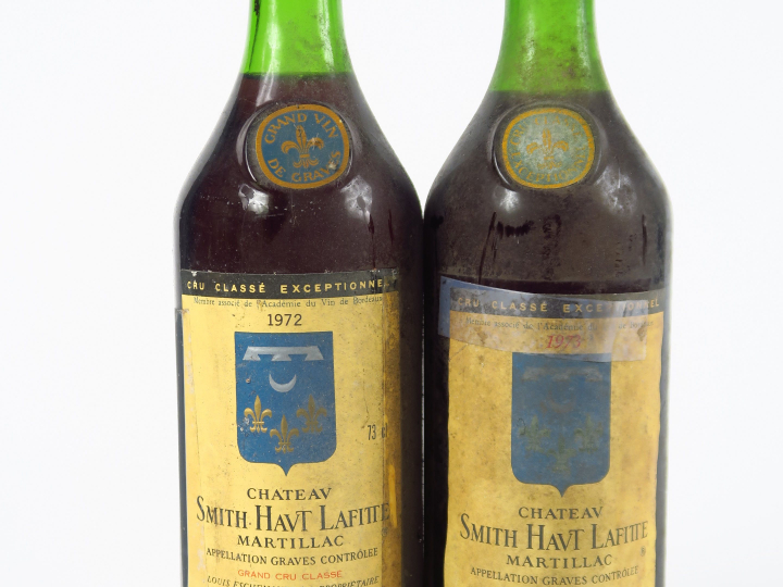 2 BOUTEILLES CHÂTEAU SMITH HAUT LAFITTE GRAVES - 1972 - 3 CM/4 CM/1 CA