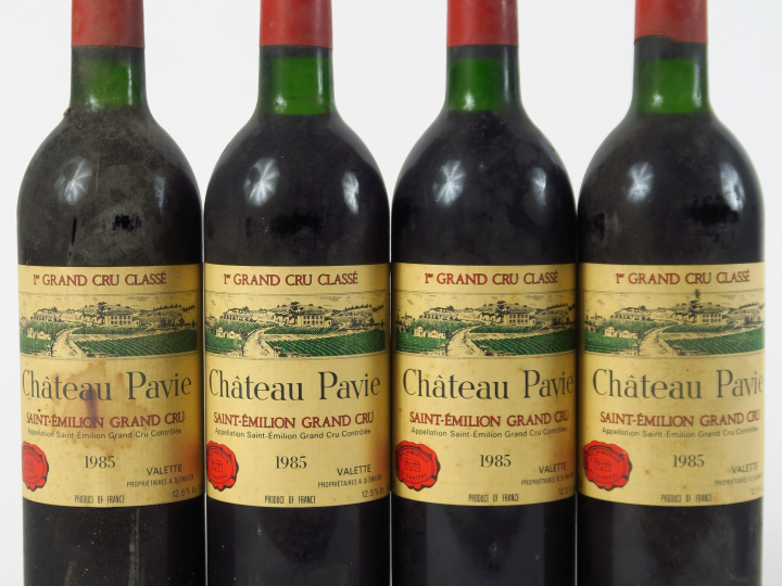 4 BOUTEILLES CHÂTEAU PAVIE 1er GCC ST EMILION - 1985 - BG/1 ET