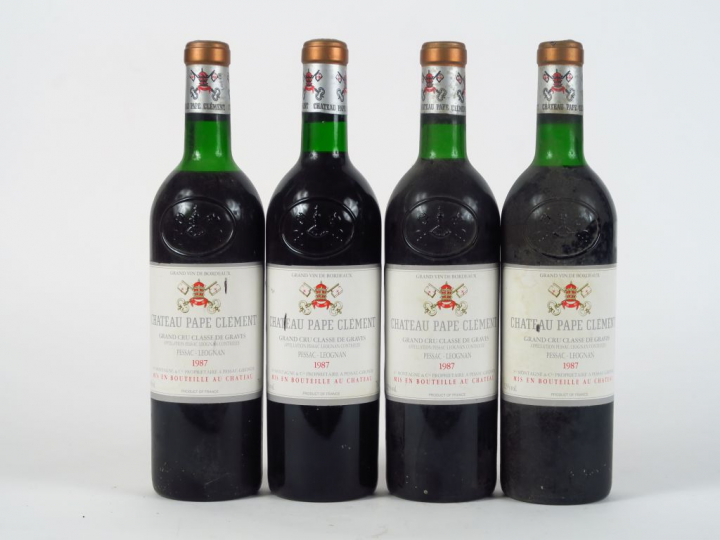 4 BOUTEILLES CHÂTEAU PAPE CLEMENT CC GRAVES - 1987 - 2 BG/1 LB/1 HEP/1