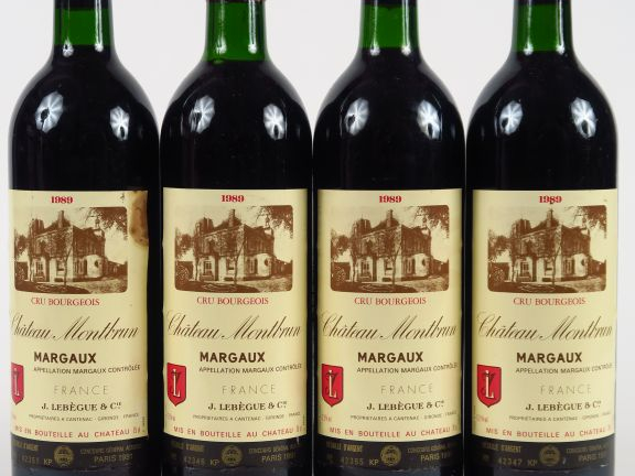 4 BOUTEILLES CHÂTEAU MONTBRUN CB MARGAUX - 1989 - BG