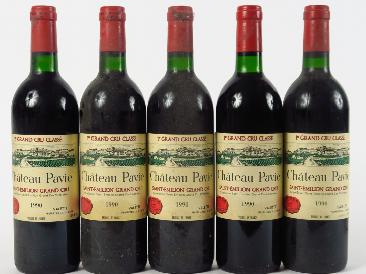 6 BOUTEILLES CHÂTEAU PAVIE 1er GCC ST EMILION - 1990 - BG