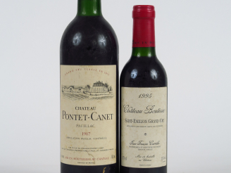 Vente aux enchères 2 BOUTEILLES : 1 CHÂTEAU PONTET CANET GCC PAUILLAC 1987 BG - 1 DEMIE B