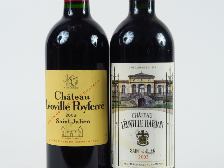 2 BOUTEILLES GCC ST JULIEN : 1 CHÂTEAU LEOVILLE POYFERRE 2008 - 1 CHÂT