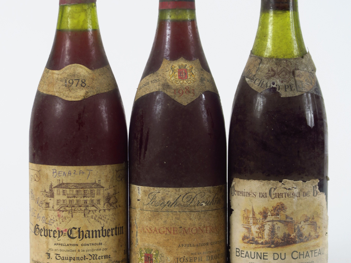 3 BOUTEILLES : 1 BEAUNE DU CHÂTEAU B.P.F.4 CM/NM - 1 CHASSAGNE MONTRAC