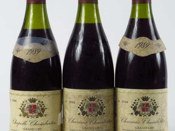 3 BOUTEILLES LAFOREST : 2 CHARMES CHAMBERTIN 1989 ES/1 PRESUMEE/2,5 CM